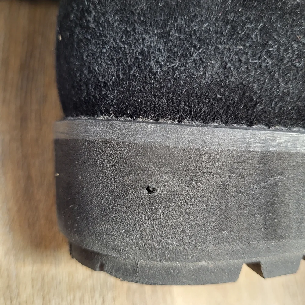 Stuart Weitzman Womens Suede Leather Boots Fur Buckle Black Size 7.5